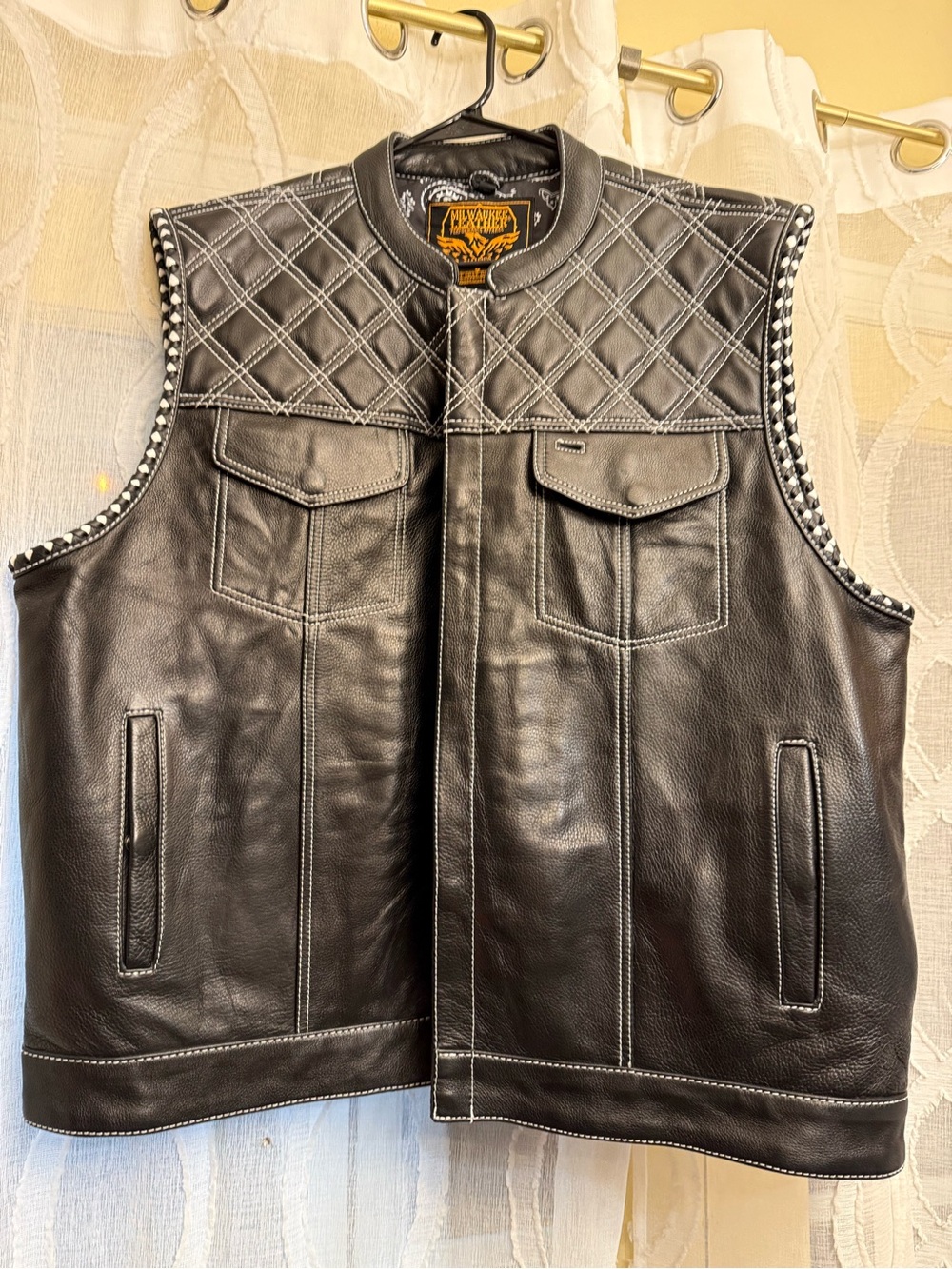 Milwauke leather Black Quilted Leather Vest